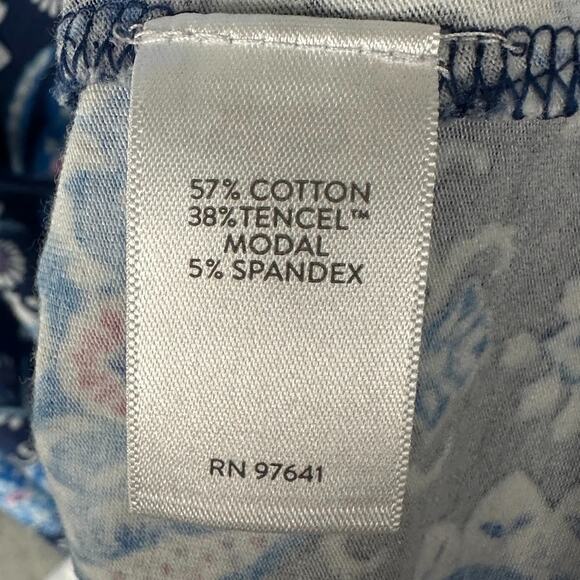 J Jill Dress Womens Small Petite Blue Floral Stretch Midi Resort Preppy Beach - Picture 10 of 15